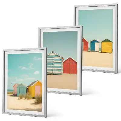 Keretezett képszett hálószobába színes házak strand nap mintával