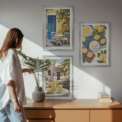 Fali dekoráció képkészlet terasz nap limonádé mintával