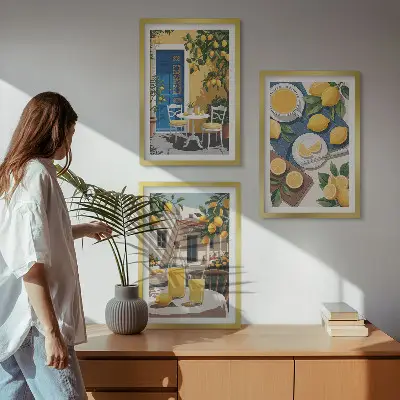Fali dekoráció képkészlet terasz nap limonádé mintával