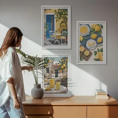 Fali dekoráció képkészlet terasz nap limonádé mintával