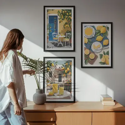 Fali dekoráció képkészlet terasz nap limonádé mintával
