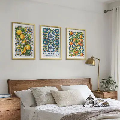 Fali dekorációs képszett citrusos színes absztrakt mintával