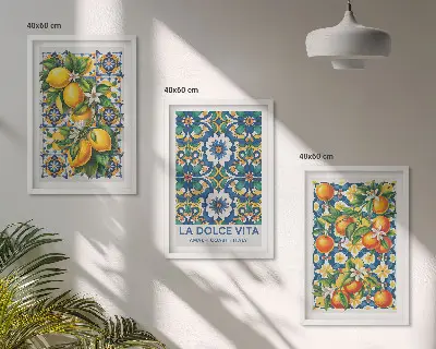 Fali dekorációs képszett citrusos színes absztrakt mintával