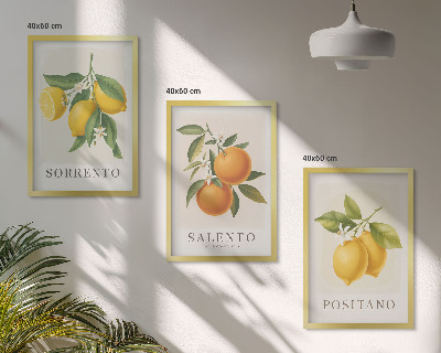 Keretezett kép szett hálószobába Amalfi citrom és narancs