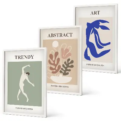 Keretezett képszett hálószobába Matisse stílusú növényi mintákkal