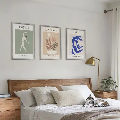 Keretezett képszett hálószobába Matisse stílusú növényi mintákkal