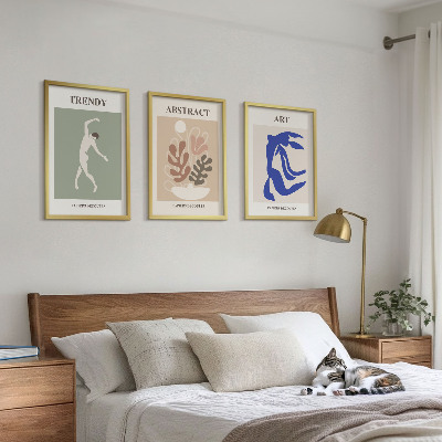 Keretezett kép szett hálószobába Matisse stílusos növényfigurái