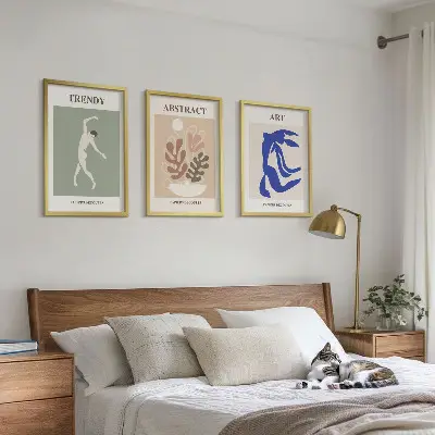 Keretezett képszett hálószobába Matisse stílusú növényi mintákkal