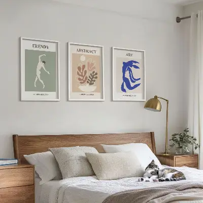 Keretezett képszett hálószobába Matisse stílusú növényi mintákkal
