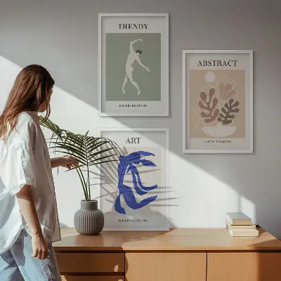 Keretezett képszett hálószobába Matisse stílusú növényi mintákkal