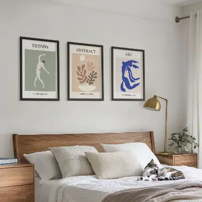 Keretezett képszett hálószobába Matisse stílusú növényi mintákkal