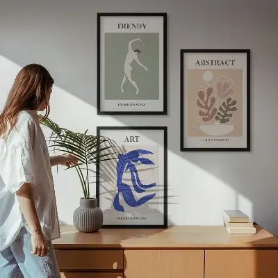 Keretezett képszett hálószobába Matisse stílusú növényi mintákkal