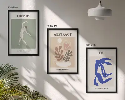 Keretezett képszett hálószobába Matisse stílusú növényi mintákkal