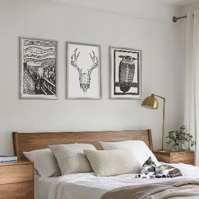 Sikoltozó koponya bagoly falikép szett dekoratív grafikai készlet