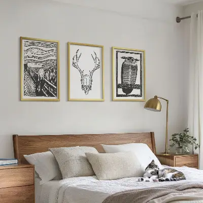 Sikoltozó koponya bagoly falikép szett dekoratív grafikai készlet