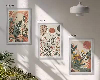 Keretezett képszett hálószobába vintage pasztell növényi mintákkal