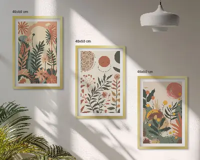 Keretezett képszett hálószobába vintage pasztell növényi mintákkal