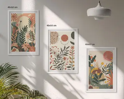 Keretezett képszett hálószobába vintage pasztell növényi mintákkal
