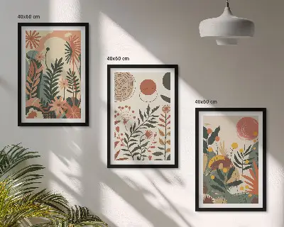 Keretezett képszett hálószobába vintage pasztell növényi mintákkal