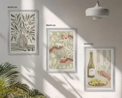 Fali dekorációs képkészlet olajvirágos rusztikus stílusban