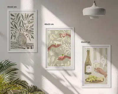 Fali dekorációs képkészlet olajvirágos rusztikus stílusban