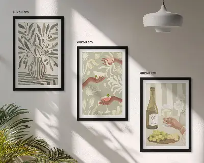 Fali dekorációs képkészlet olajvirágos rusztikus stílusban