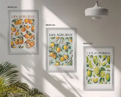 Gyümölcsös citrusos pasztell mintájú falikép készlet fali dekoráció