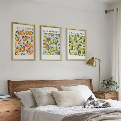 Gyümölcsös citrusos pasztell mintájú falikép készlet fali dekoráció