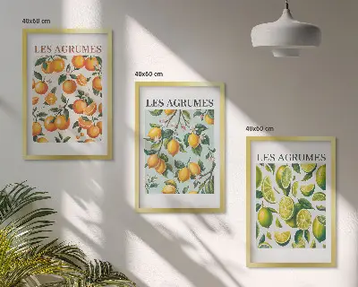 Gyümölcsös citrusos pasztell mintájú falikép készlet fali dekoráció