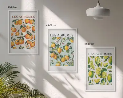 Gyümölcsös citrusos pasztell mintájú falikép készlet fali dekoráció