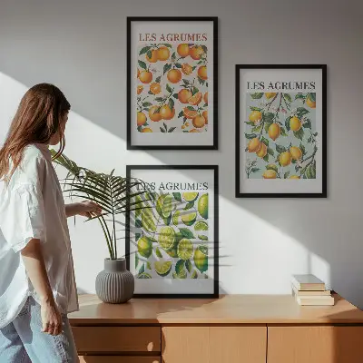 Gyümölcsös citrusos pasztell mintájú falikép készlet fali dekoráció
