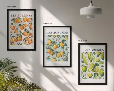 Gyümölcsös citrusos pasztell mintájú falikép készlet fali dekoráció