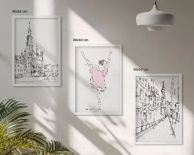 Keretezett képszett hálószobába stílusos balerinák és építészet mintával