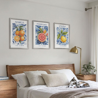 Fali dekoráció kép készlet Citrusfélék Vintage Illusztrációk