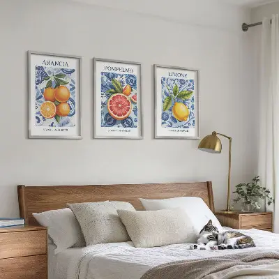Fali dekorációs képszett vintage citrus illusztrációk
