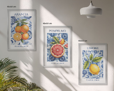 Fali dekoráció kép készlet Citrusfélék Vintage Illusztrációk