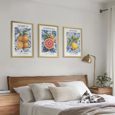 Fali dekorációs képszett vintage citrus illusztrációk