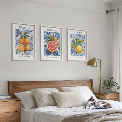 Fali dekoráció kép készlet Citrusfélék Vintage Illusztrációk