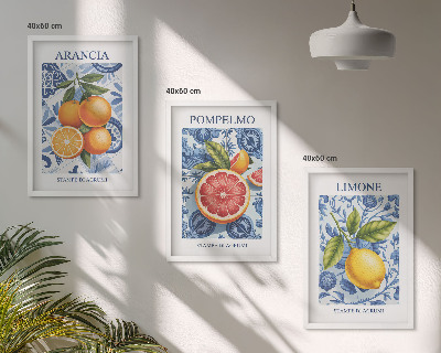 Fali dekoráció kép készlet Citrusfélék Vintage Illusztrációk