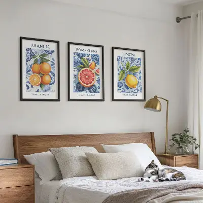 Fali dekorációs képszett vintage citrus illusztrációk