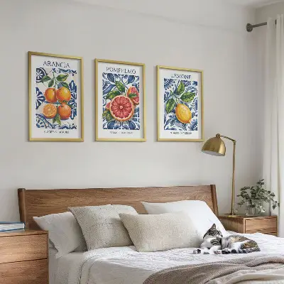 Olasz citrusos divatplakát szett keretezett képek hálószobába