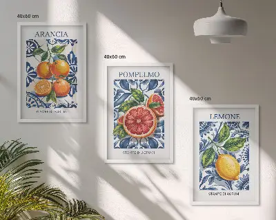Olasz citrusos divatplakát szett keretezett képek hálószobába