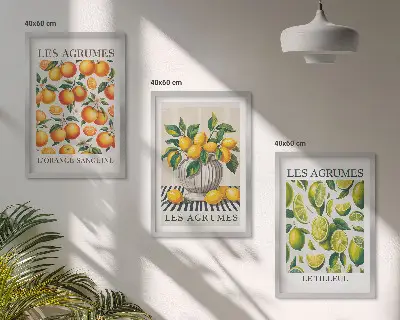 Keretezett kép szett hálószobába színes citrusfélék mintával