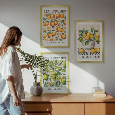 Keretezett kép szett hálószobába színes citrusfélék mintával