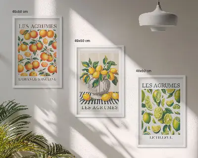 Keretezett kép szett hálószobába színes citrusfélék mintával