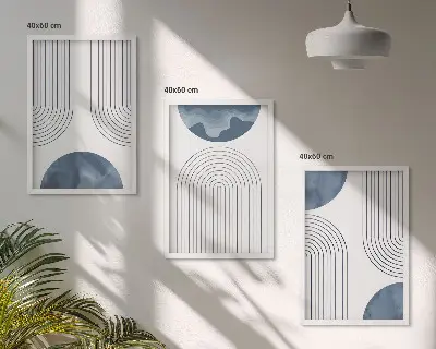Absztrakt kék mintás kép szett keretezett változat hálószobába