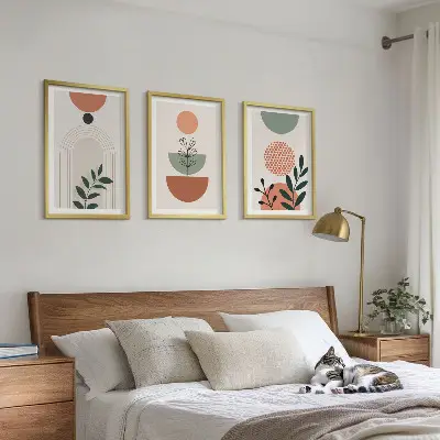 Keretezett képszett hálószobába modern növényi motívumokkal