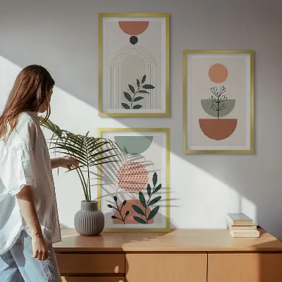 Keretezett képszett hálószobába modern növényi motívumokkal
