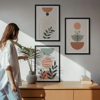 Keretezett képszett hálószobába modern növényi motívumokkal