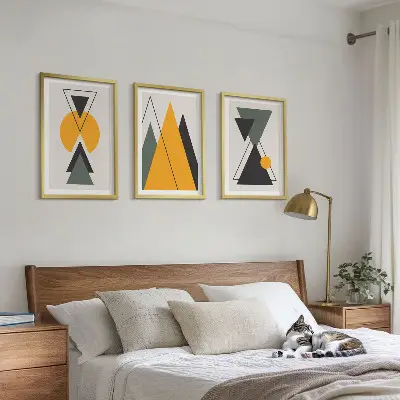 Absztrakt geometriai alakzatok fali dekoráció kép készlet 